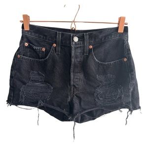 Levi's Black Distressed Jean Shorts